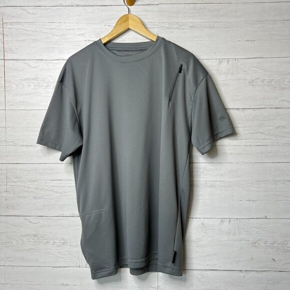 SCOTTeVEST Shirt Mens Size Large Charcoal Gray Performance Short Sleeve Pockets - Picture 1 of 16